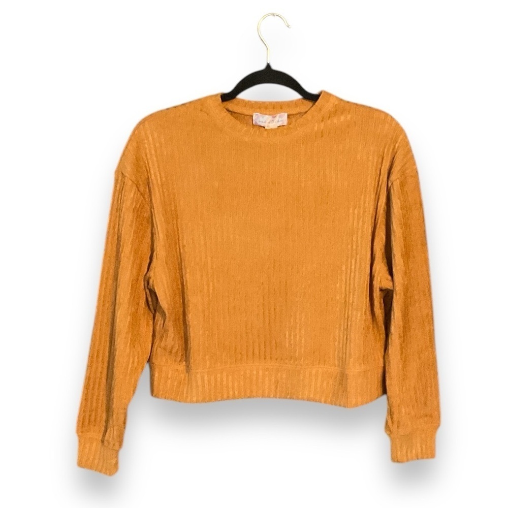 Band of Gypsies Band of The Free Gold Corded Crewneck Crop Sweater Size XSmall